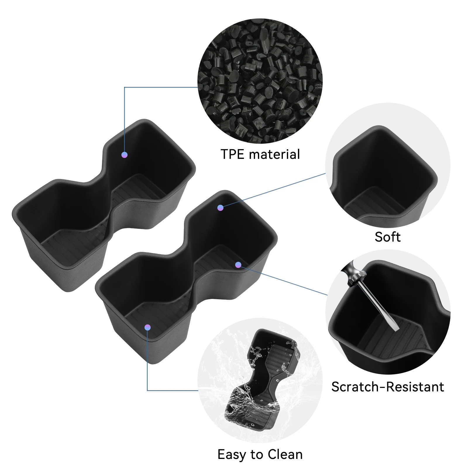 현대 싼타페 2024 2025 6/7인승용 물컵 홀더 2개 세트 3열 음료수 보관함 트레이 정리함 자동차 액세서리