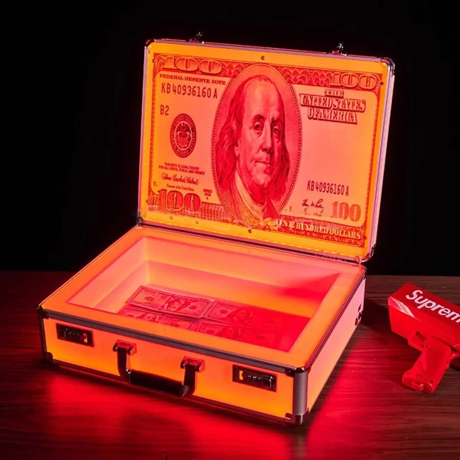 Bar Club US Dollar 100 Money Case Carrier Holder Box LED Bottle Presenter suitcase display VIP currency briefcase