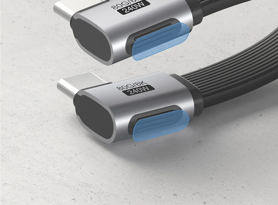USB-C Short Cable USB4 V2.0 240W 80Gbps – L-Shaped Plug Hagibis