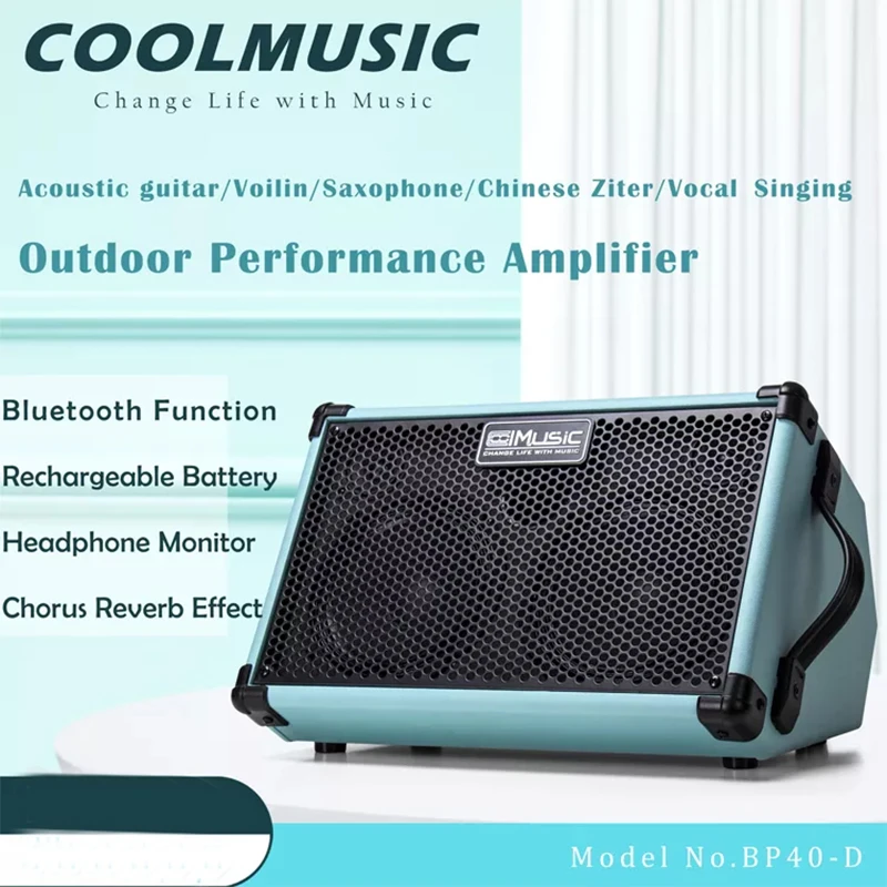 Coolmusic BP40D Guitar Amplifier Speaker Rechargeable Bluetooth With