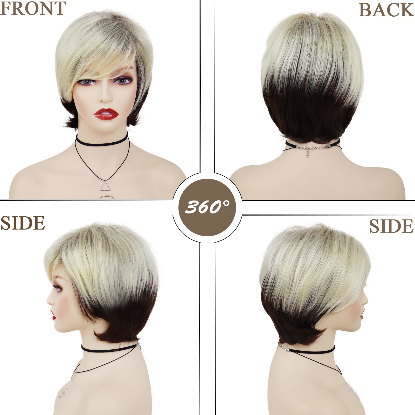 Gnimegil Bob Haircut For Fine Hair Wig With Bangs Short Hairstyles Thick  Blonde Wigs For Women Trendy Shag Layered Brown Roots - Synthetic Wigs(for  White) - AliExpress