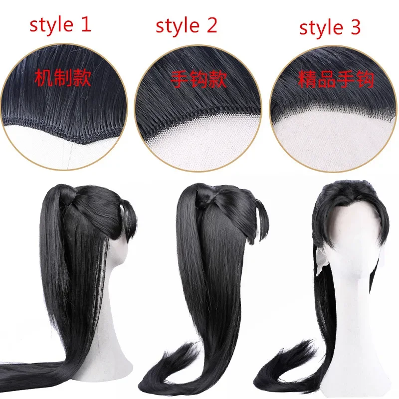 

Lifelike Black Horsetail Warrior Hair Products Retro Long Straight Hanfu Hair Easy To Wear Warrior Heir Series TV Play