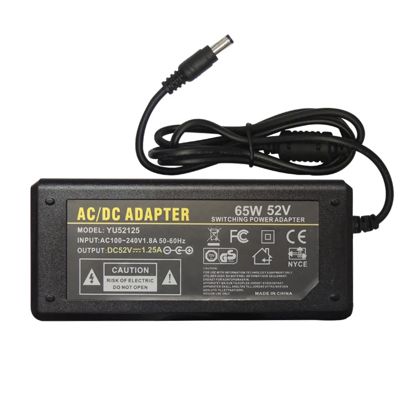 

Блок питания постоянного тока 52V 1.25A 3A адаптер зарядное устройство для фотооборудования