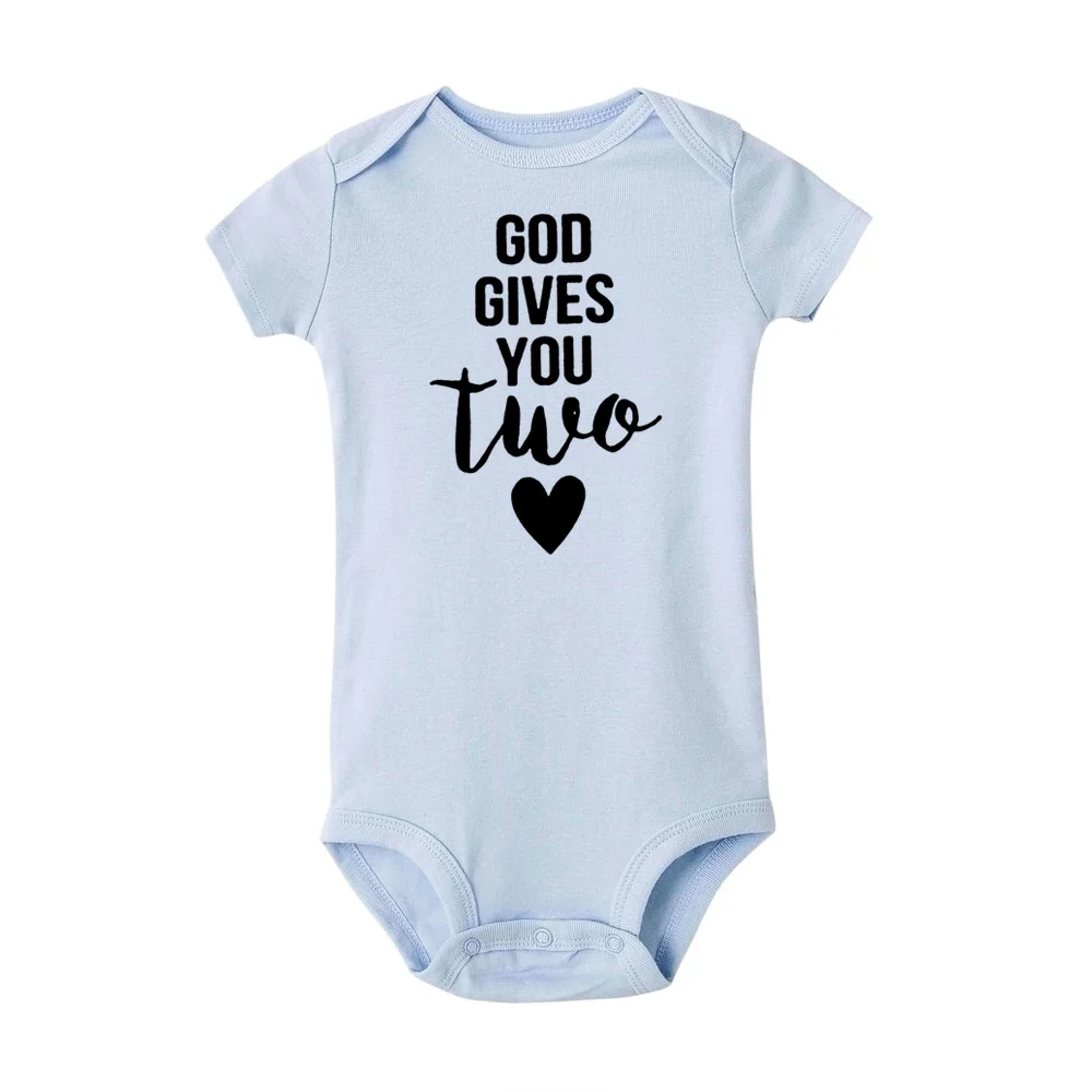 Twins Newborn Baby Bodysuit Summer Infant Baby Born Short Sleeve Clothes Boys Girls Jumpsuit Pregnancy Announcement Twins Gifts 3
