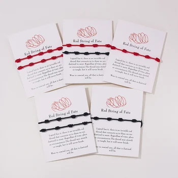 2PCS Handmade 7 Knots Red Rope Bracelet for Women Lucky Adjustable Braid String Chain Friendship Gift Protection Men Jewelry