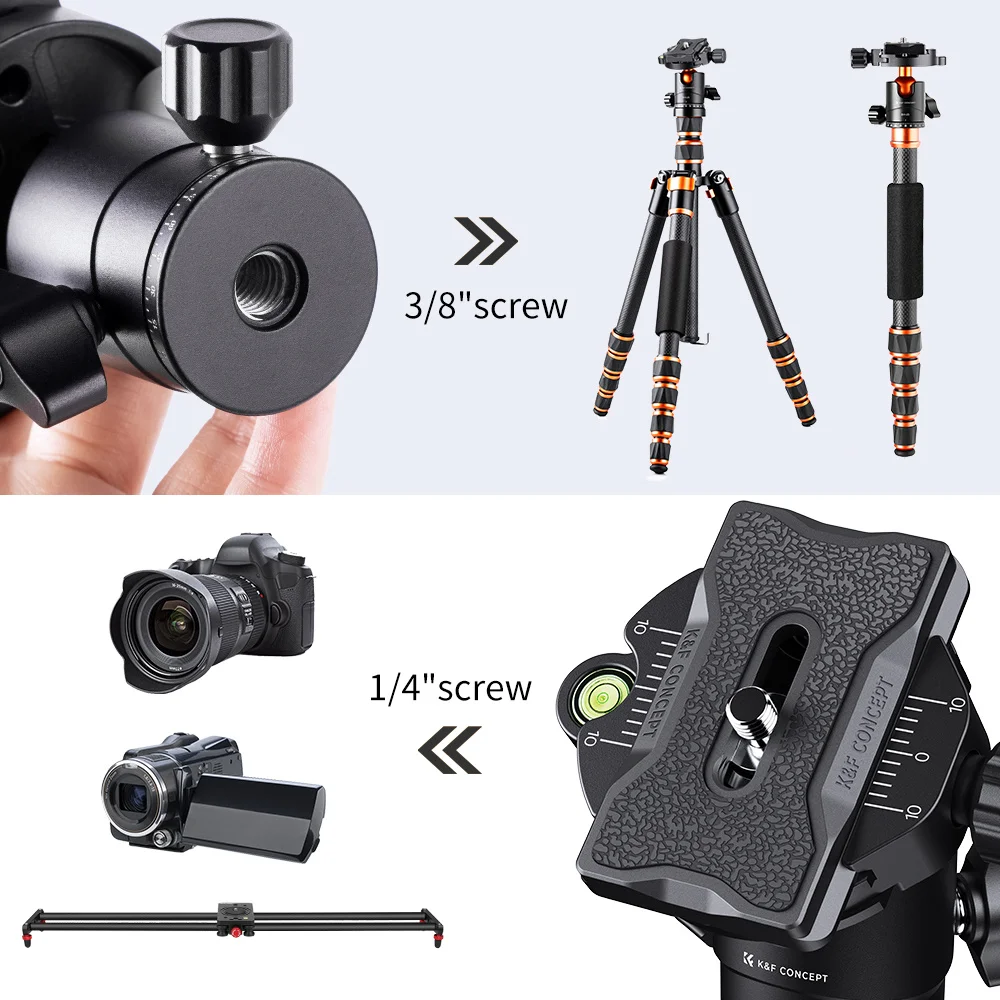 K&F Concept 25mm Camera Tripod Ball Head with 1/4 Inch Quick Release Plate and Spirit Level 8 kg Load Capacity for Tripod Camera