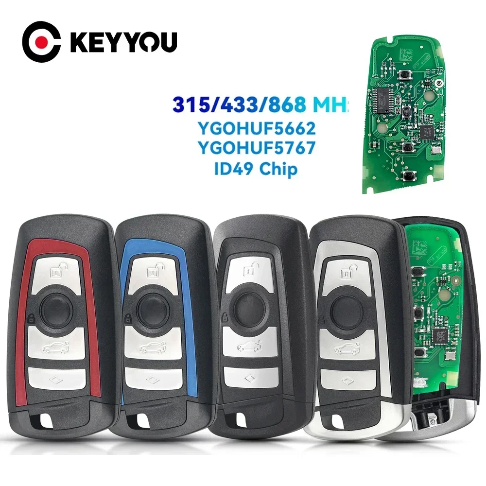 KEYYOU HUF5662 HUF5767 2/3BTN รถรีโมทกุญแจสําหรับ BMW F 3 5 7 Series X5 X6 F20 F22 F30 CAS4 CAS4 + FEM BDC 315/434/868MHz