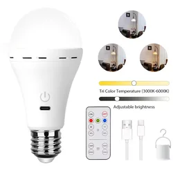 Smart Rechargeable Dimmable Light Bulbs with Remote and Timer Function (1pc)