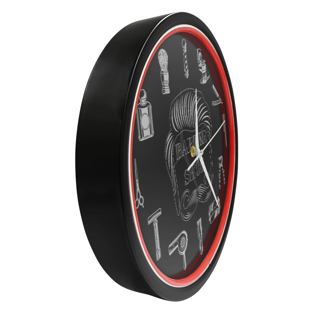 Barber Shop Red Neon Logo Metal Frame Wall Clock for Man Cave Barbering Business Sign Flexible Flex illuminated Neon Wall Clock