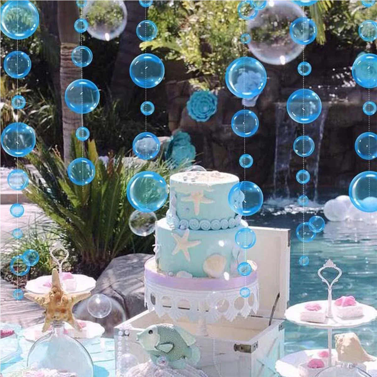 2m Ocean Theme Bubble Garlands Mermaid Birthday Banner Under The Sea Happy Birthday Party Decor Kids Girls Babyshower Supplies Banners Streamers Confetti Aliexpress
