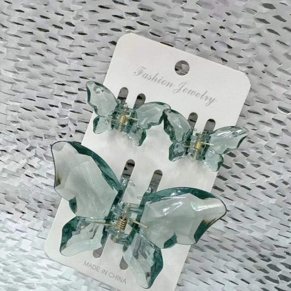 3 Teile/satz 2 Größen Schmetterling Klemme Bunte Langlebige Seite Clip Transparent Wasserdicht Gebrochenes Haar Pony Clip Haarnadel Zubehör – Detail 5