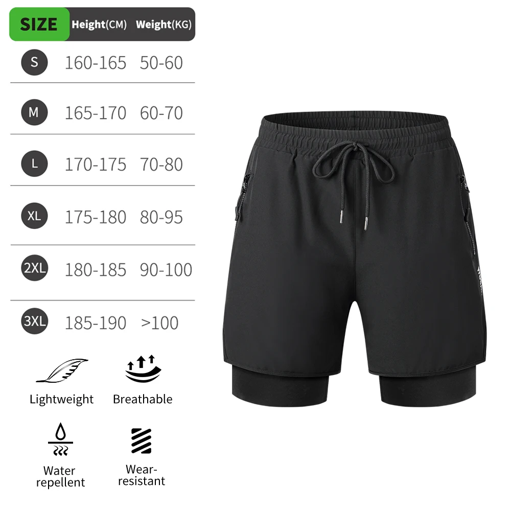 WOSAWE MTB Şort Yaz Erkekler Bisiklet Şort 2'si 1 Arada Dağ Bisikleti Yastıklı Şort Çift Katmanlı Yokuş Aşağı Bisiklet Hızlı Kuru Kısa Pantolon