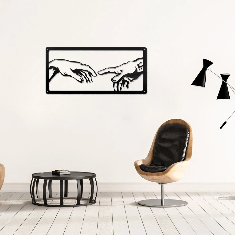 1 Pc1Pc Metal Line Art, Creation Of Adam, Metal Wall Art, Coppia Line Art, Hand Of God Art, Inspirational Wall Art