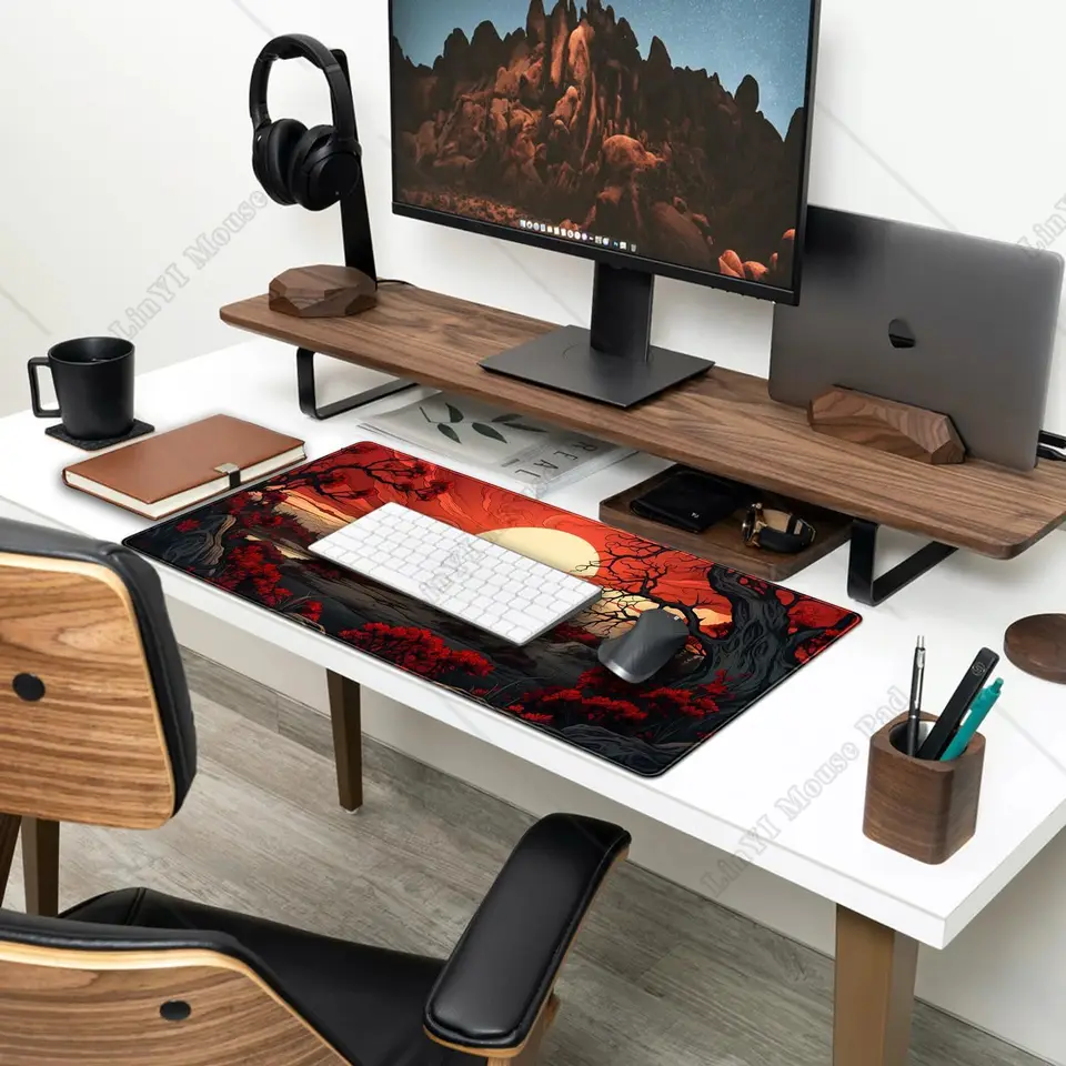 Alfombrilla De Mouse Para Juegos Con Temática Japonesa De 31.5 × 11.8 X 0.12 Pulgadas, Extra Grande, Base De Goma Antideslizante, Alfombrilla De Escritorio Personalizada Para El Hogar, Computadora