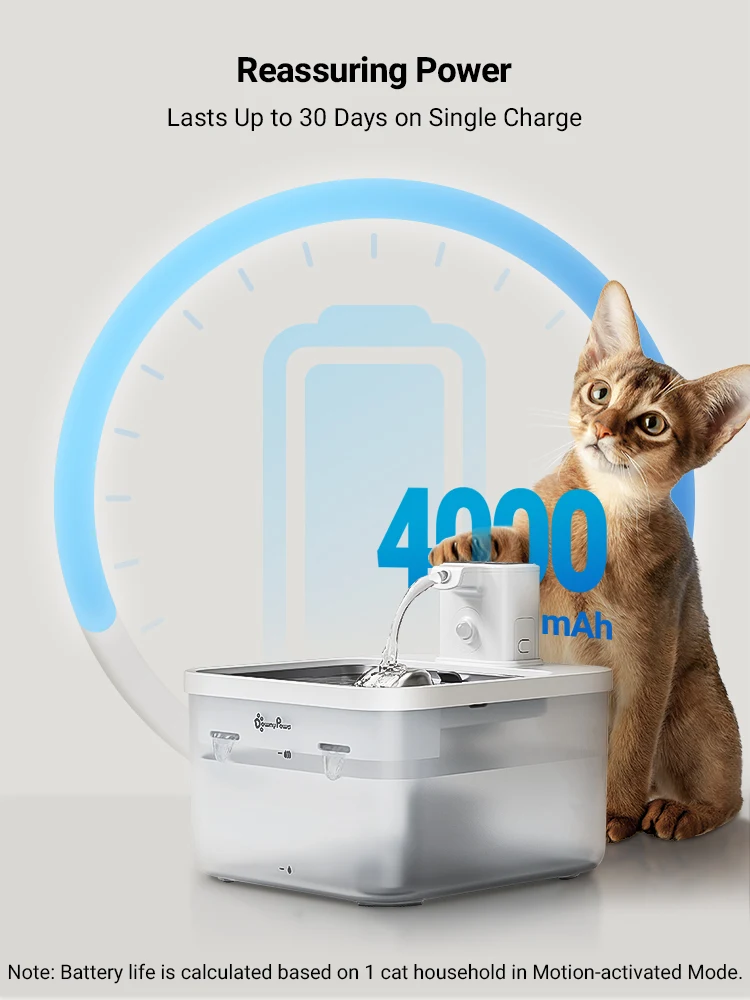 cat water fountain DownyPaws 2.5L Automatic Stainless Steel Cat Water Fountain 4000mAh Wireless Pet Drinker Battery & Sensor 2 in 1 Dispenser