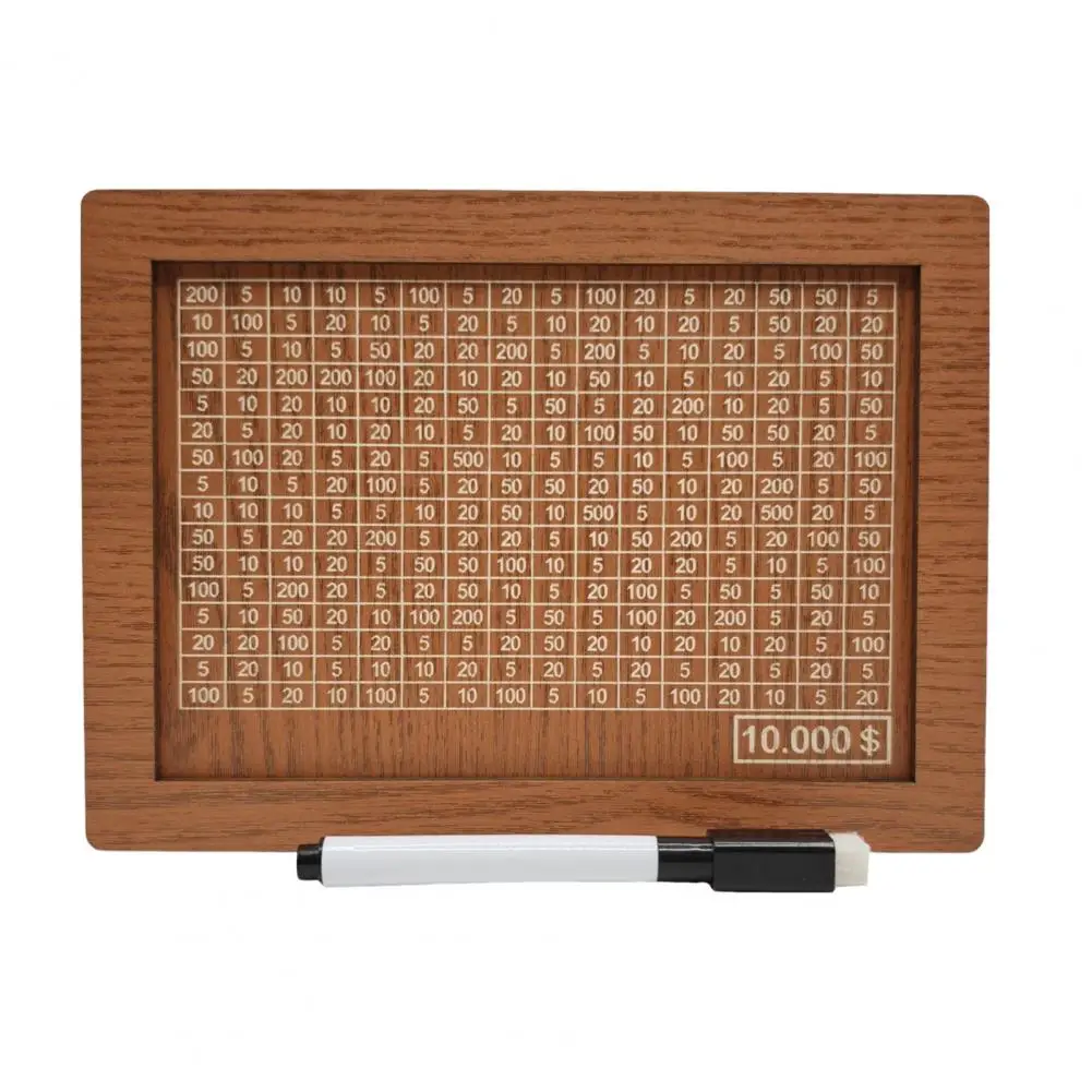 Wooden Money Box with Counter Marker Pen Vintage Piggy Bank Numbers Coin Cash Container Money Saving Challenges Box 4