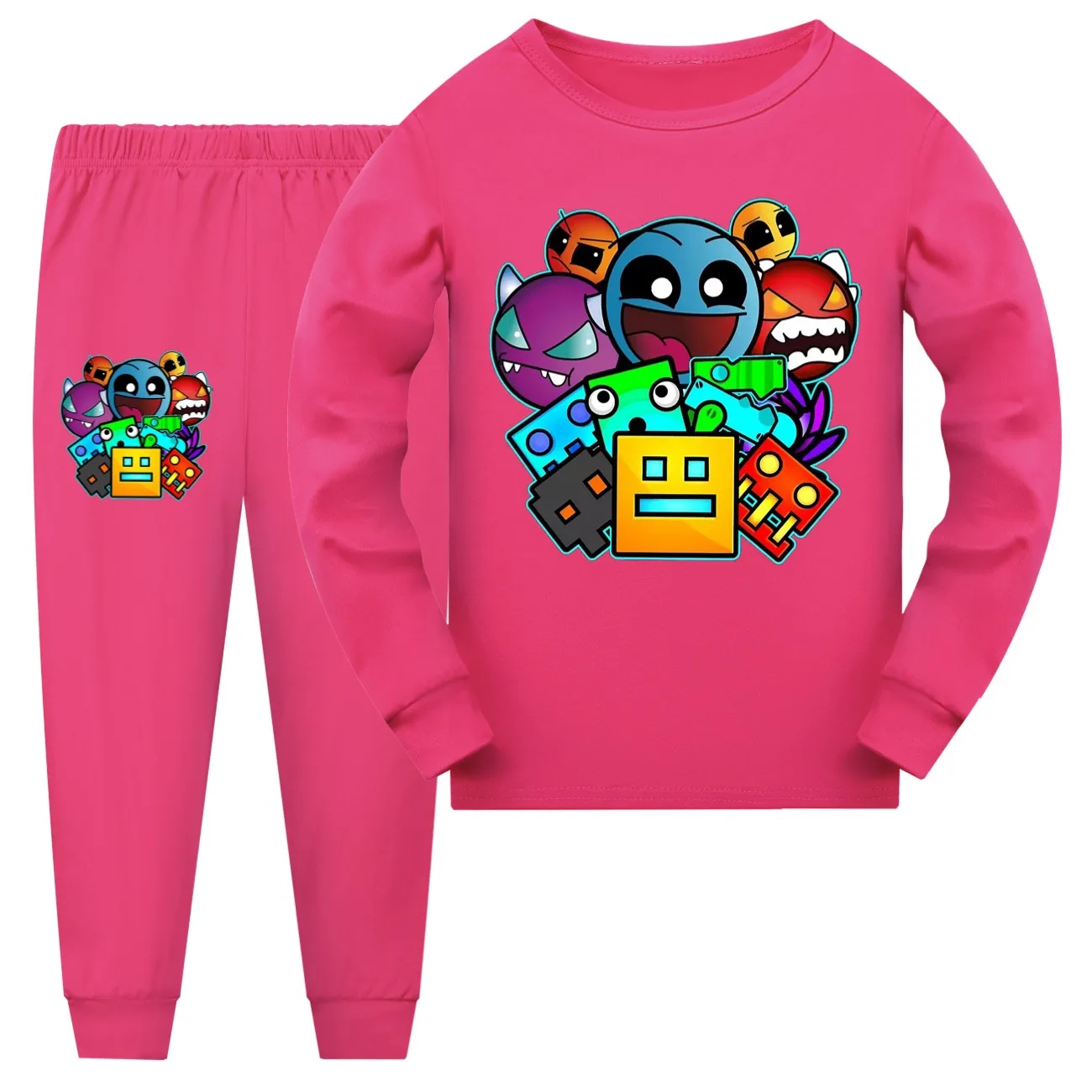 Geometry Dash Clothes Kids Cartoon Pajama Sets Baby Girls Long