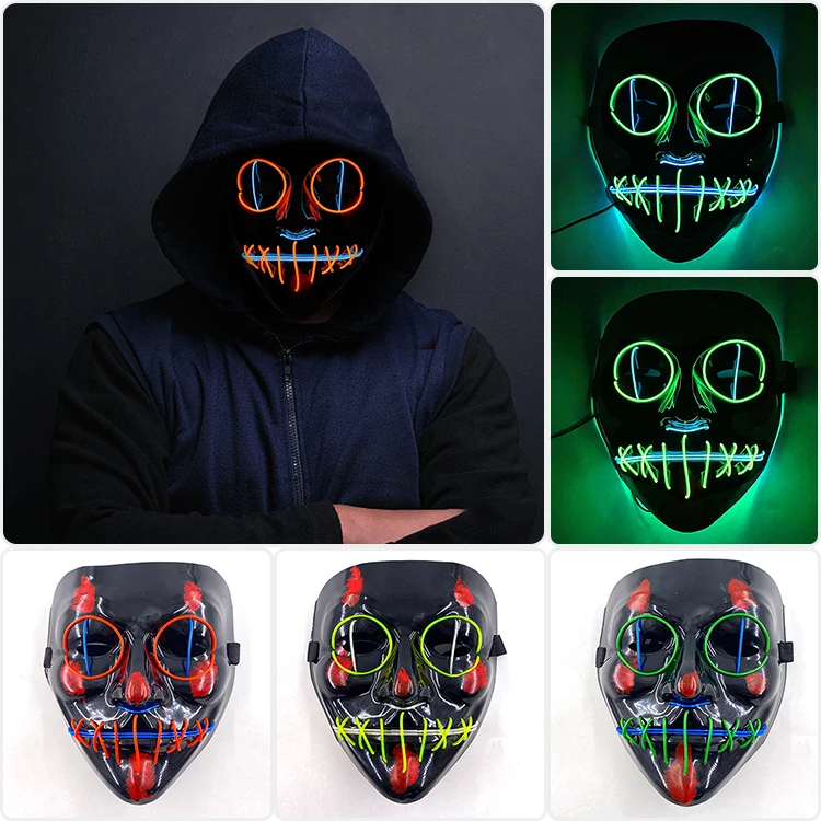 Halloween Led Mask Luminous Glow In The Dark Mascaras Halloween Party
