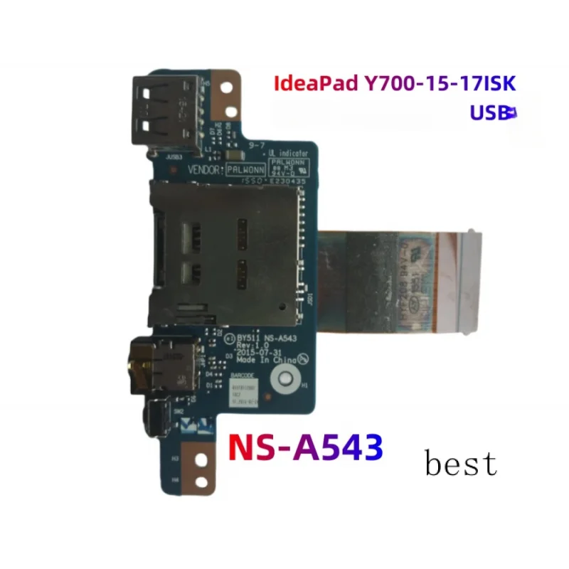 

NEW Original For Lenovo IdeaPad Y700-15ISK Y700-17ISK Audio USB Card Reader Board With Cable BY511 NS-A543 NF-A543 100% Tested