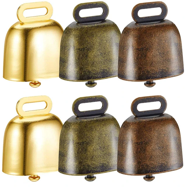 6 Pcs Metal Cow, Cowbell Retro for Horse Sheep Grazing Copper, Cow Bells  Noise Makers 