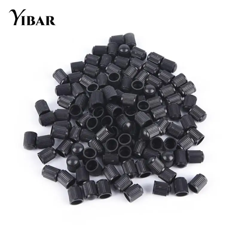 100pcslotBlackPlasticDustValveCapsBikeCarWheelTyreAirValve