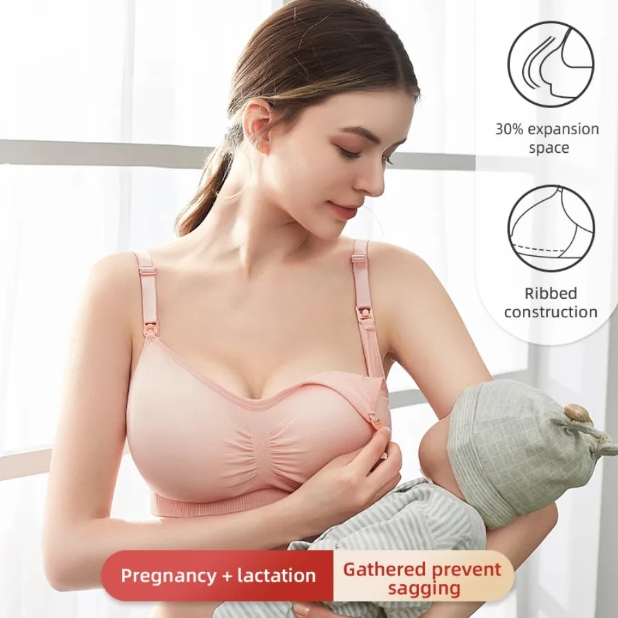 Wirefree Maternity Bras Breathable Nursing Bra Pregnant Women Underwear Thin Breastfeeding Bra Push Up Front Button Plus Size bras for women seamless wireless ultra thin bra breathable sleep bralette sports bra vest underwear plus size m 7xl