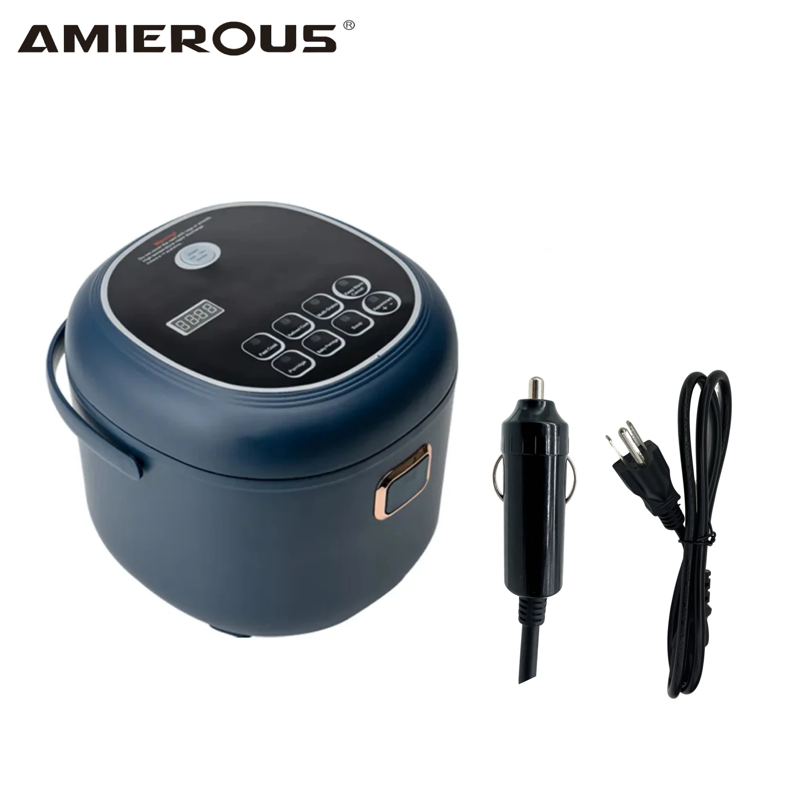 Portable Rice Cooker 2L Car home Truck Mini 12V-24V 110V Use Multifunction Electric for Camping Small with Steam Tray(Blue)1635