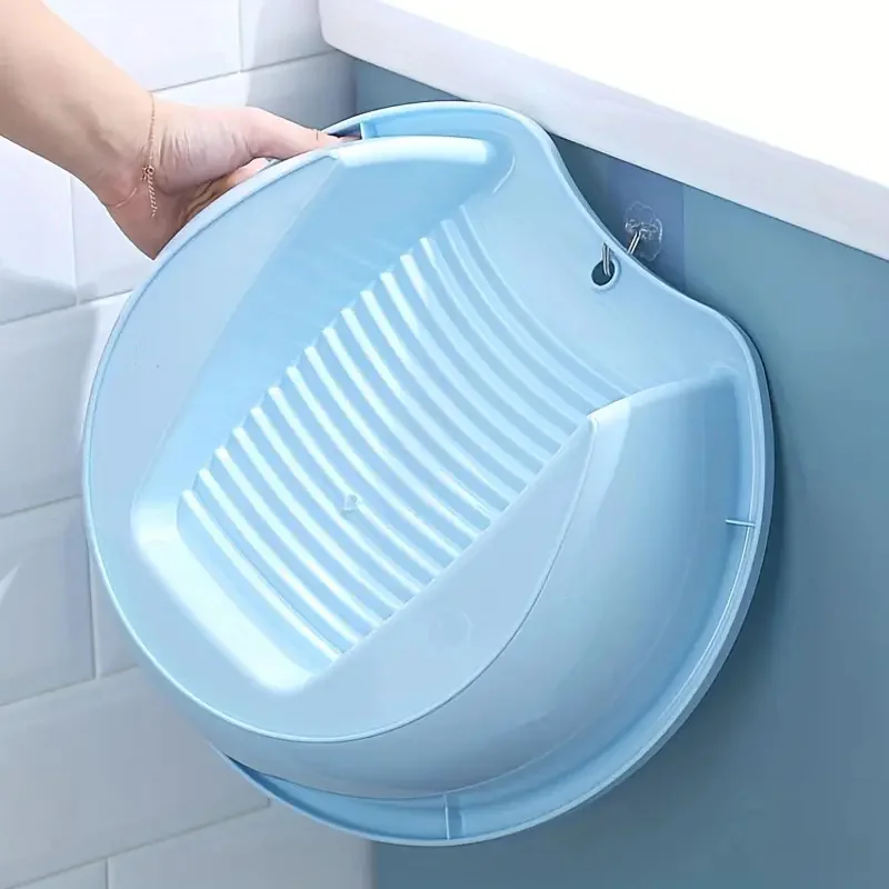 1PC Wash Basin Capable Of Hand Washing Clothes Plastic Anti-skid Wash Basin With Integrated Washing Board Suitable For Small