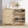 Shoe Organizer with 2 Flip Drawers, 2 Tier Freestanding, Slim Narrow Shoe Cabinet for Entryway 3