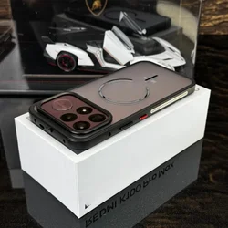 Premium Luxury Aluminum Alloy Cooling Frame Case with Magsafe and Frosted Backplane for Poco F9 Pro (Black)