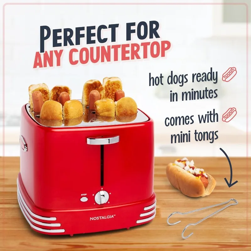 4-slot hot dog and bun toaster with mini clips, hot dog toaster for chicken, turkey, veggie sausage, sausage and bratwurst 2