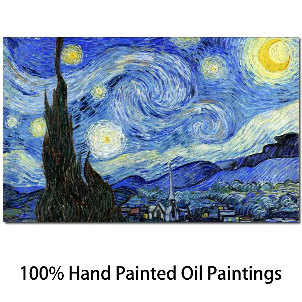 Handmade Starry Night Van Gogh Oil Paintings Replicas Famous