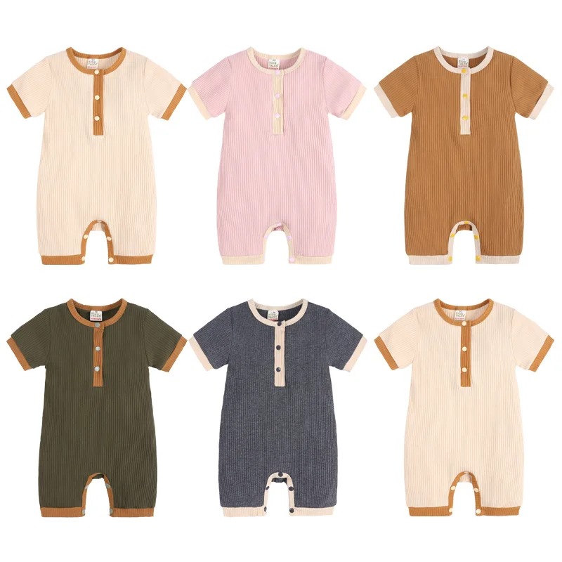 Summer Newborn Infant Romper Cotton Short Sleeve Baby Boys Girls Romper