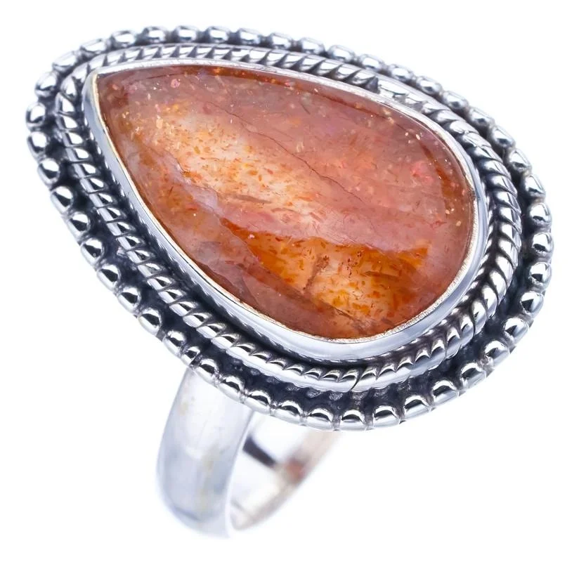 

StarGems Природный кальцит ручной работы серебряное кольцо 8 F0580