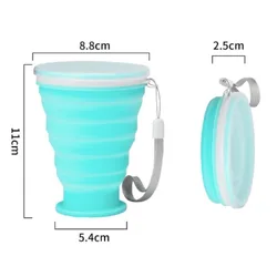 Compact 300ml Silicone Folding Travel Mug - Portable & Lightweight for Camping and Outdoor Adventures (Blue)