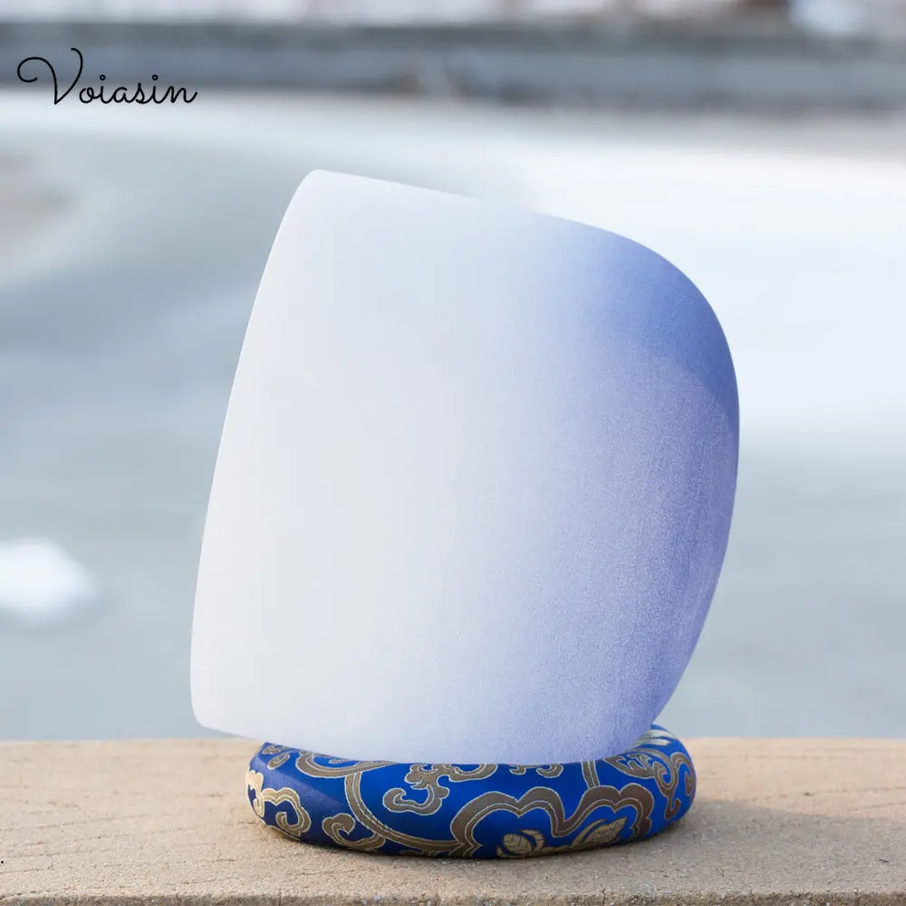 

8/9/10inch Quartz Crystal Singing Bowl Gradient Blue Yoga Meditation,Sound Therapy,Musical Crown Chakra with Mallet,O-ring Set