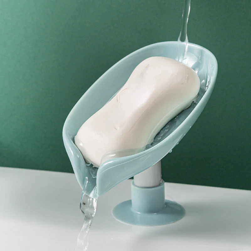 

Creative Sucker Soap Holder Box Leaf Shape Soap Box Bathroom Shower Drain Soap Holder Sponge Storage Tray Water-free Storage Box