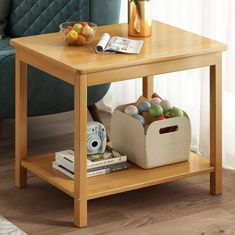 Simple Square Side Table Double Desk Low Table for Home Rental House Tea Coffee TV Living Room
