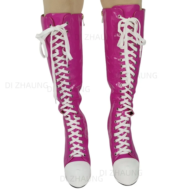 

European and American foreign trade side zipper less than knee length long boots, women's high heels, thick heels, small round t