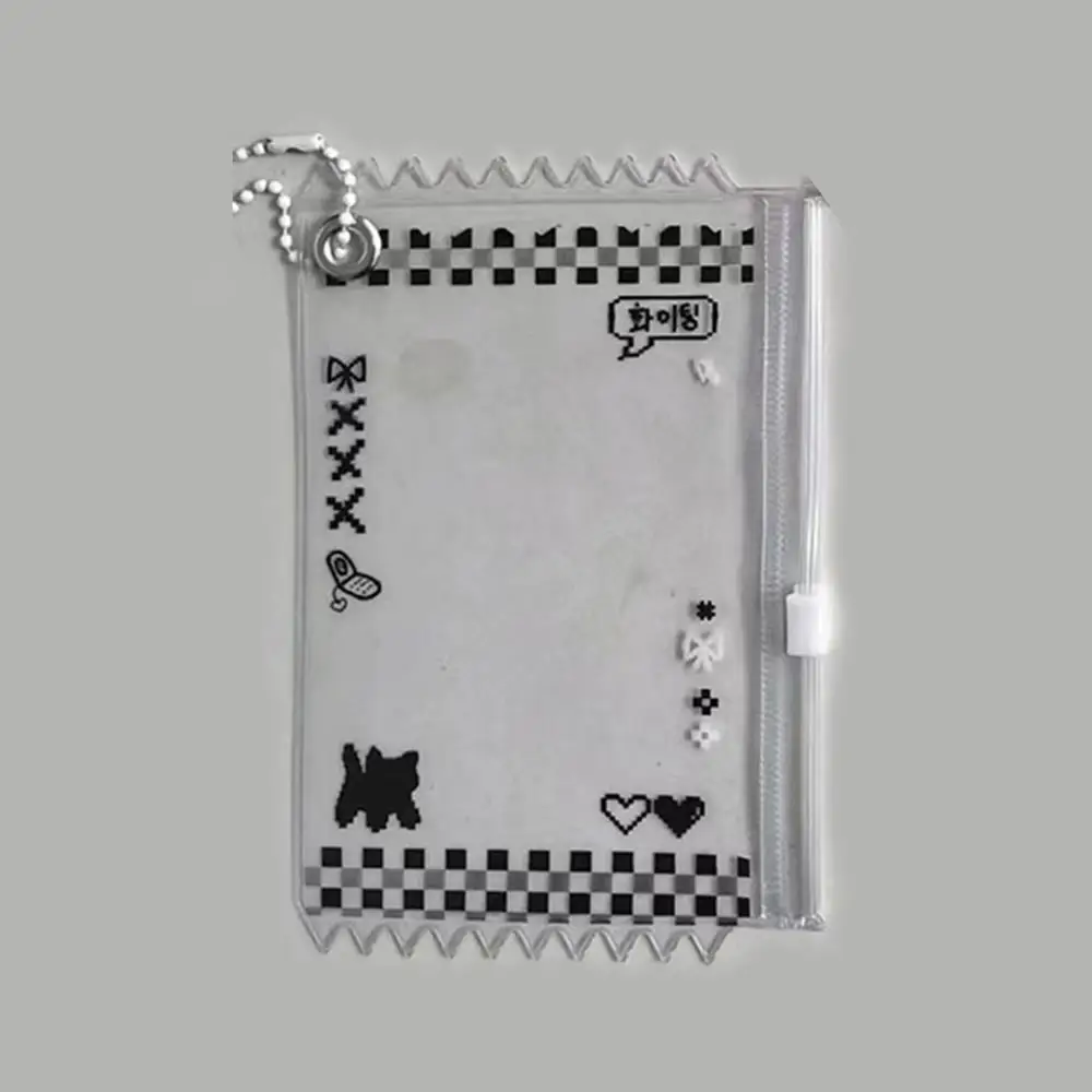 Cute Rib X-ray Photocard Holder with Keychain and Bowknot - 3-Inch Card Protect Sleeves
