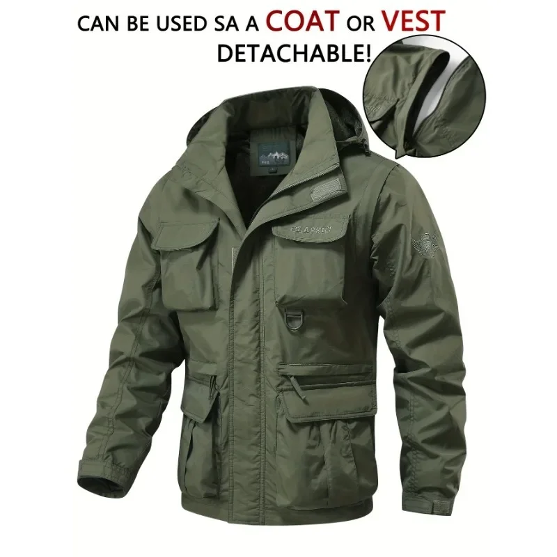 Hooded Jackets Tactical Waterproof Men's Windbreaker Mens Designer Luxury Clothing Autumn Coat Winter Trekking Vest Man Padded
