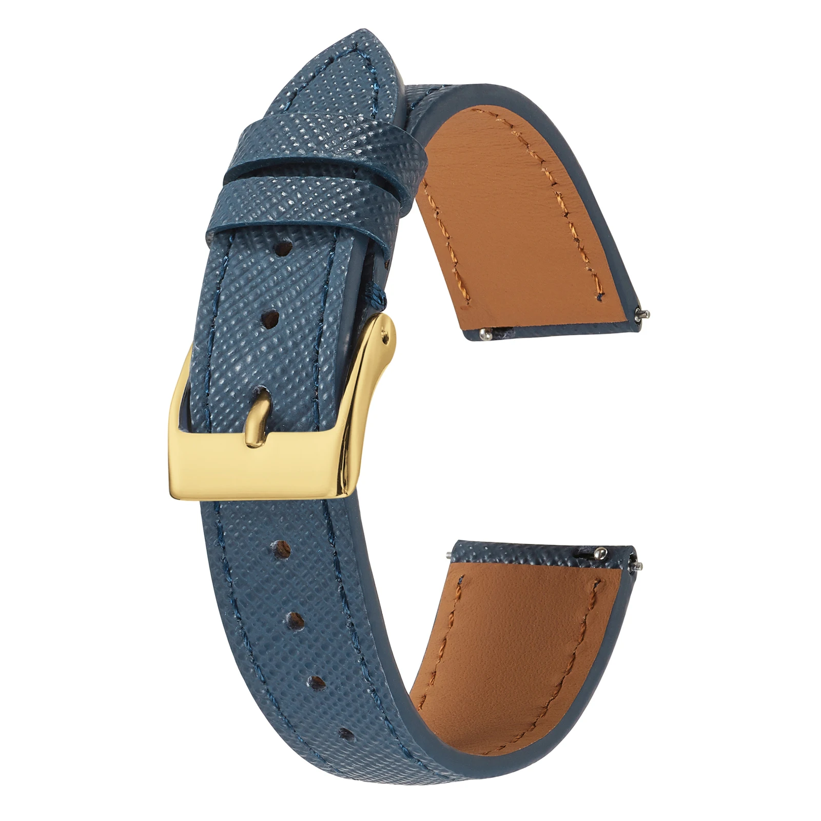 Sleek Tapered Saffiano Leather Quick Release Watch Strap