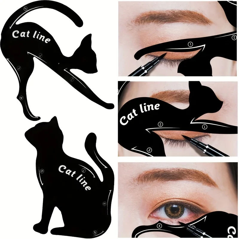 Cat-Shaped Eyeliner Stencil Kit Smoky Eyeshadow Applicator and Quick Makeup Stencil Tool for Perfect Eye Makeup eyeliner stencil tool makeup tools eye makeup tools