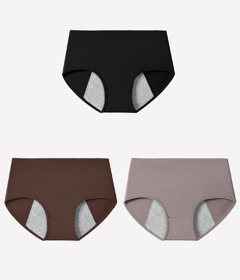 3Pcs Hohe Taille frauen Höschen Auslaufsicher Menstruations Hosen Erweitern Zeitraum Unterwäsche Baumwolle Physiologischen Plus Größe Weibliche Slips – Detail 11