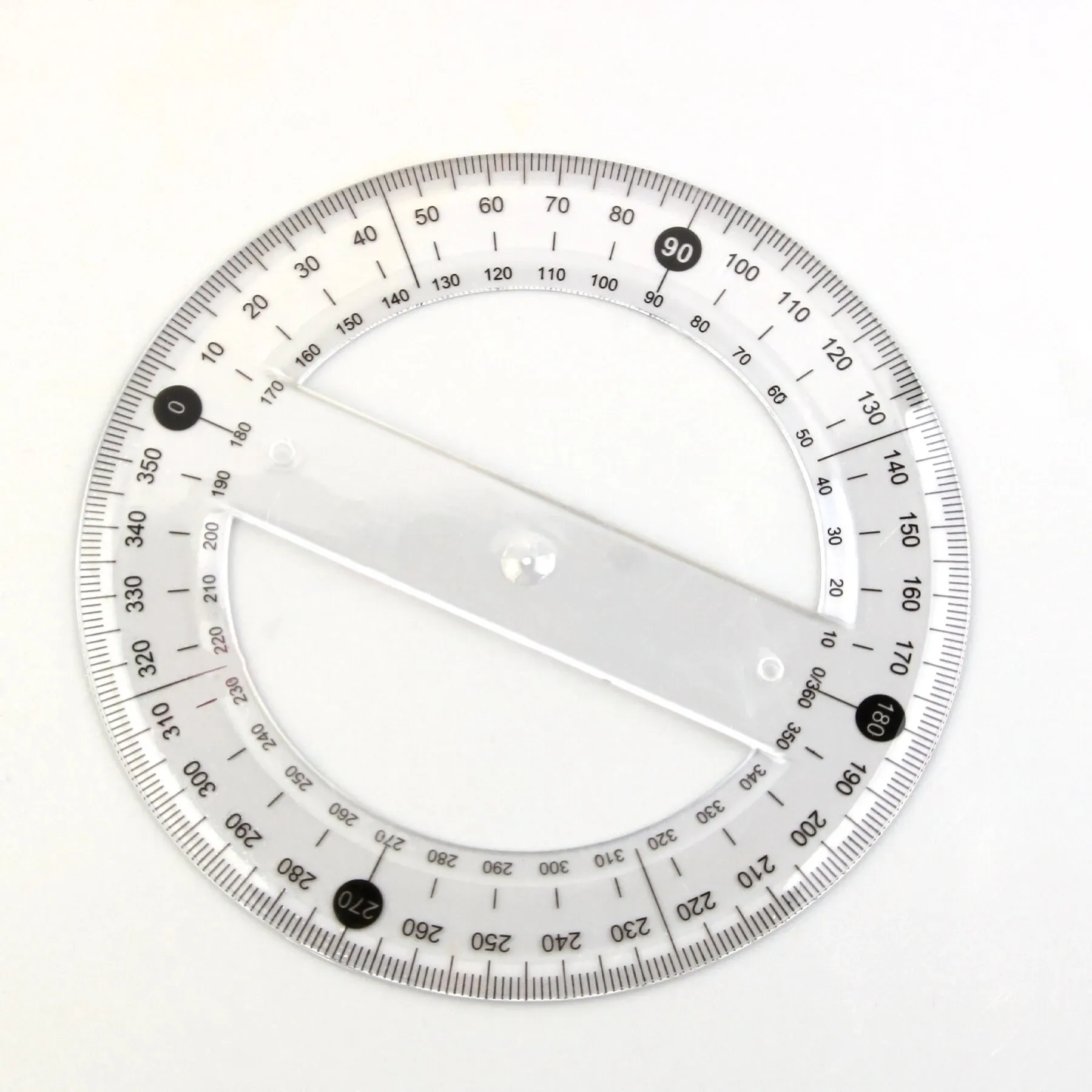 MOTARRO 360 Degree Pointer Protractor Circular 12.5cm Transparent Plastic Ruler for School Office Drafting Supplies Protractor