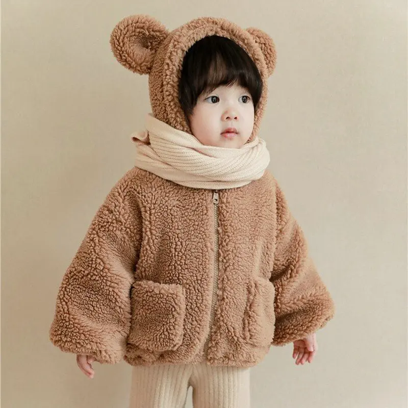 

Girls coat autumn and winter imitation fur fur sweater baby Girl foreign style top cotton thickened children clothing baby Coats