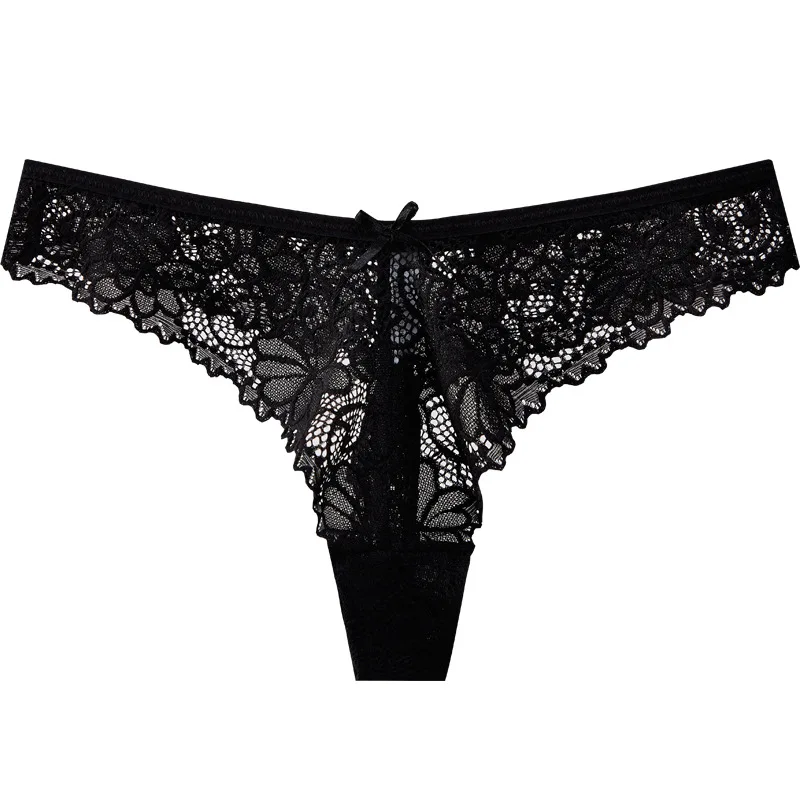 Thong Panty for Women Low Waist Lace Underwear Hollow Transparent T-pants