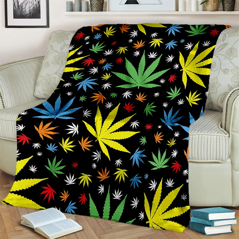 Reggae Music Maple Leaf Weed Plants Blanket,Soft Throw Blanket for Home Bedroom Bed Sofa Picnic Office Hiking Leisure Nap Cover