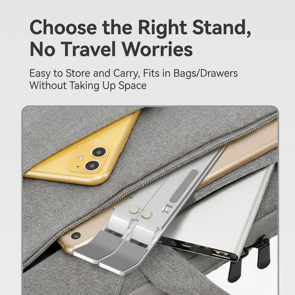 접이식 알루미늄 노트북 스탠드 - 조절 가능한 휴대용 노트북 받침대, 맥북, 델, HP 및 모든 노트북용 인체공학적 데스크탑 홀더