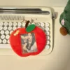 MINKYS Cute Red Apple Fluffy 3 inch Kpop Photocard Holder Photo Card Holder Bag Pendant School Stationery 4
